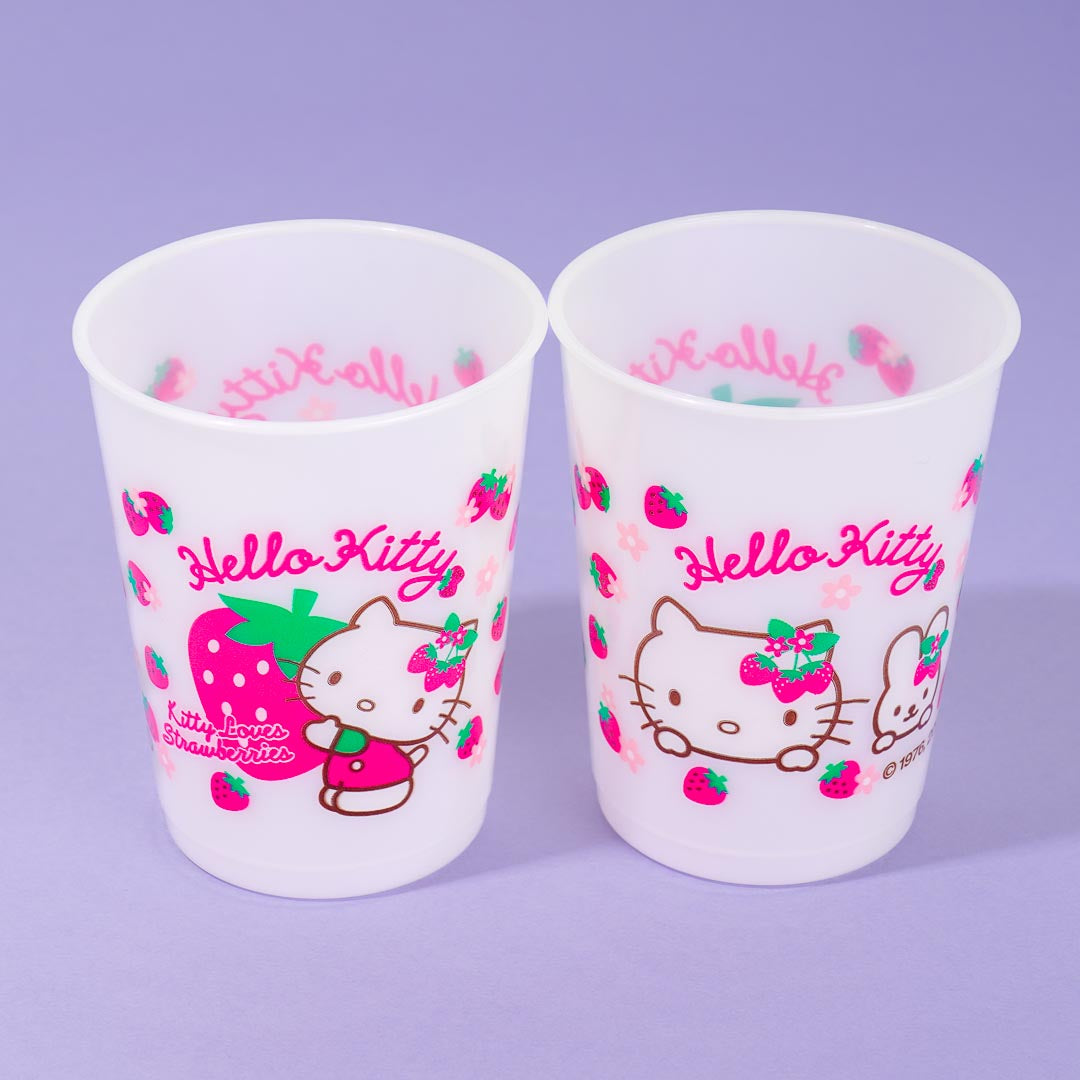 Sanrio Pink Strawberry Hello Kitty Stainless Steel Tumbler Cup Drink Straw  w/ Jacket 3PC Set 30 Oz Vacuum Insulated Inspired by You.