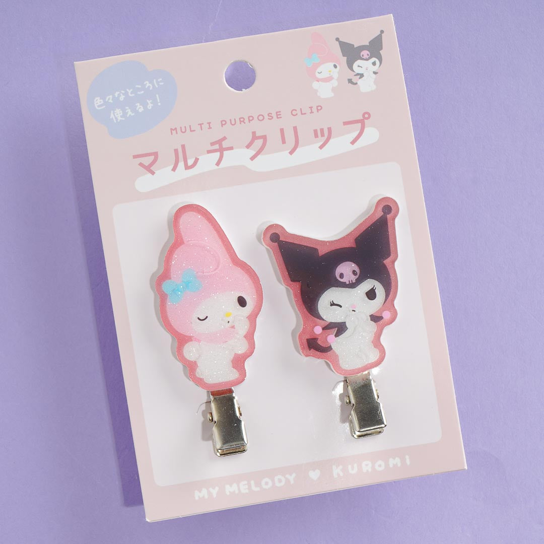 JP / Lig Kuromi & My Melody Glittery Multi Purpose Metal Clip Set