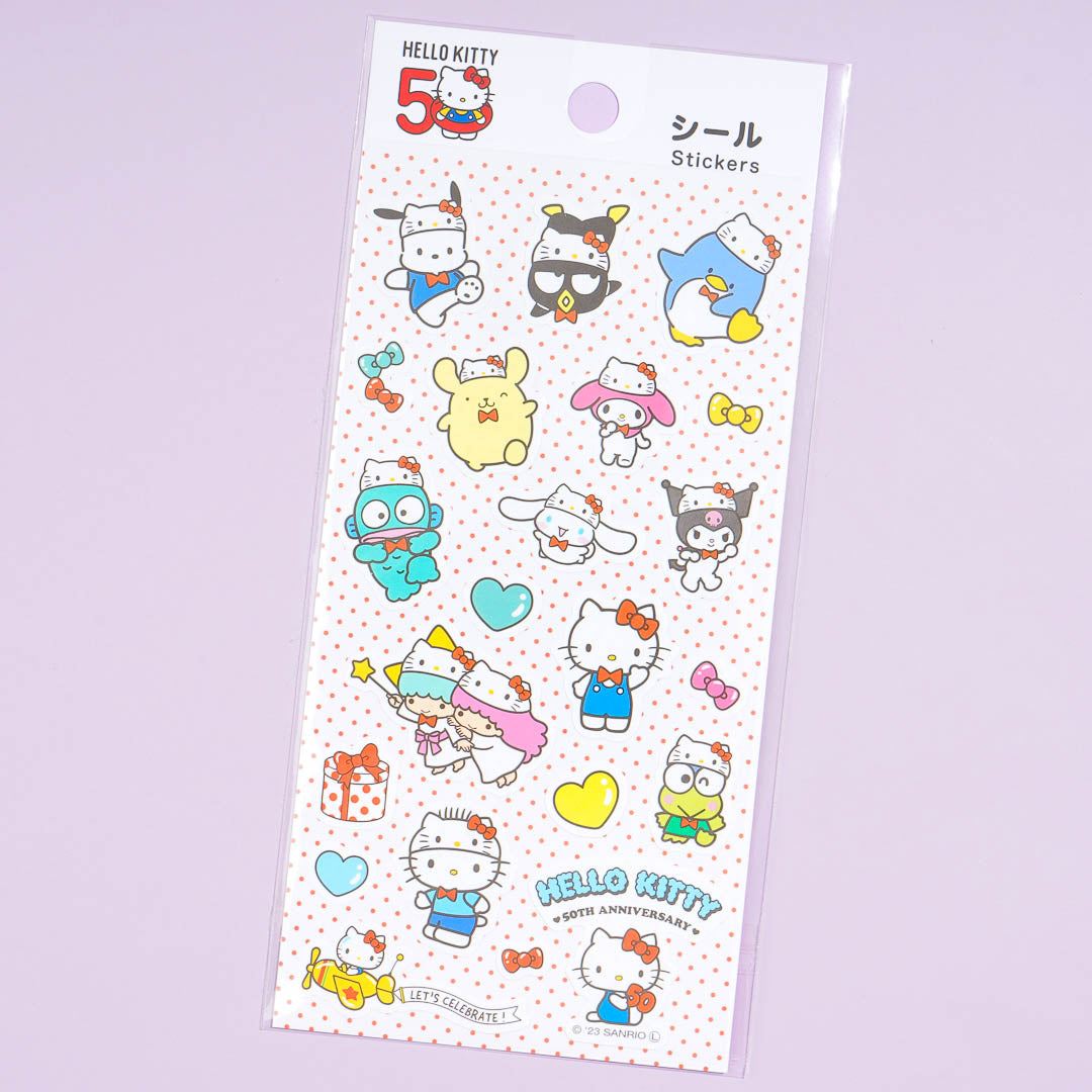 Hello Kitty 50th Anniversary Sticker Sheet - Sanrio Friends – Blippo