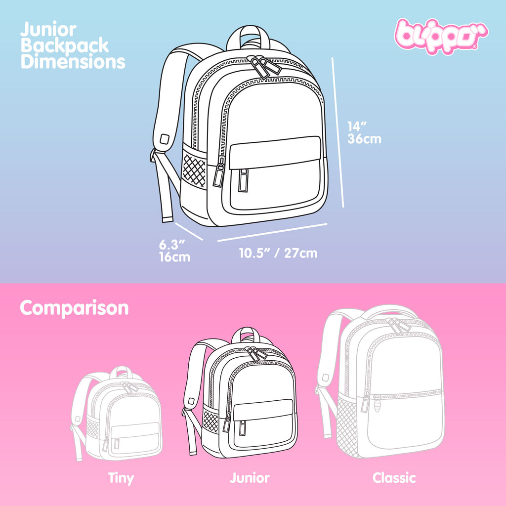 Measurements of a pink backpack for girls.