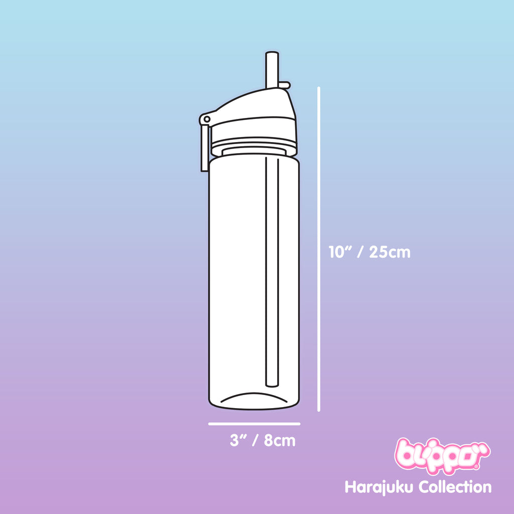 Measurements of a cute water bottle for girls.