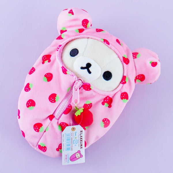 Korilakkuma Strawberry Sleeping Bag Plushie Medium Blippo