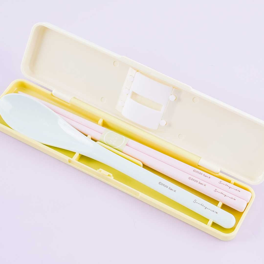 Sumikko Spoon and Chopsticks Utensil Set with Case for Kids, Antibacterial  Material