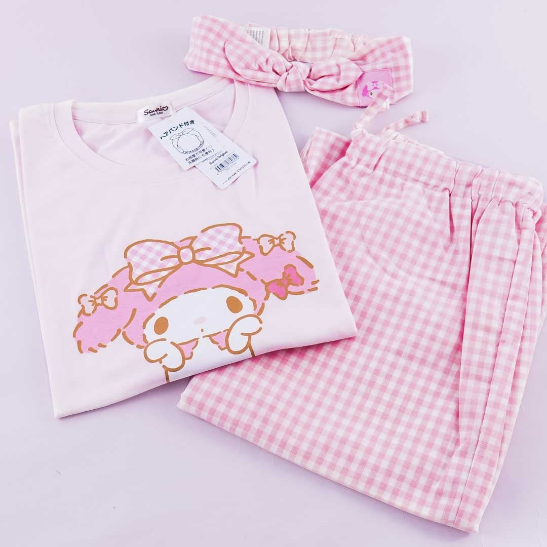 My Melody Checkered Pajamas With Headband Set – Blippo